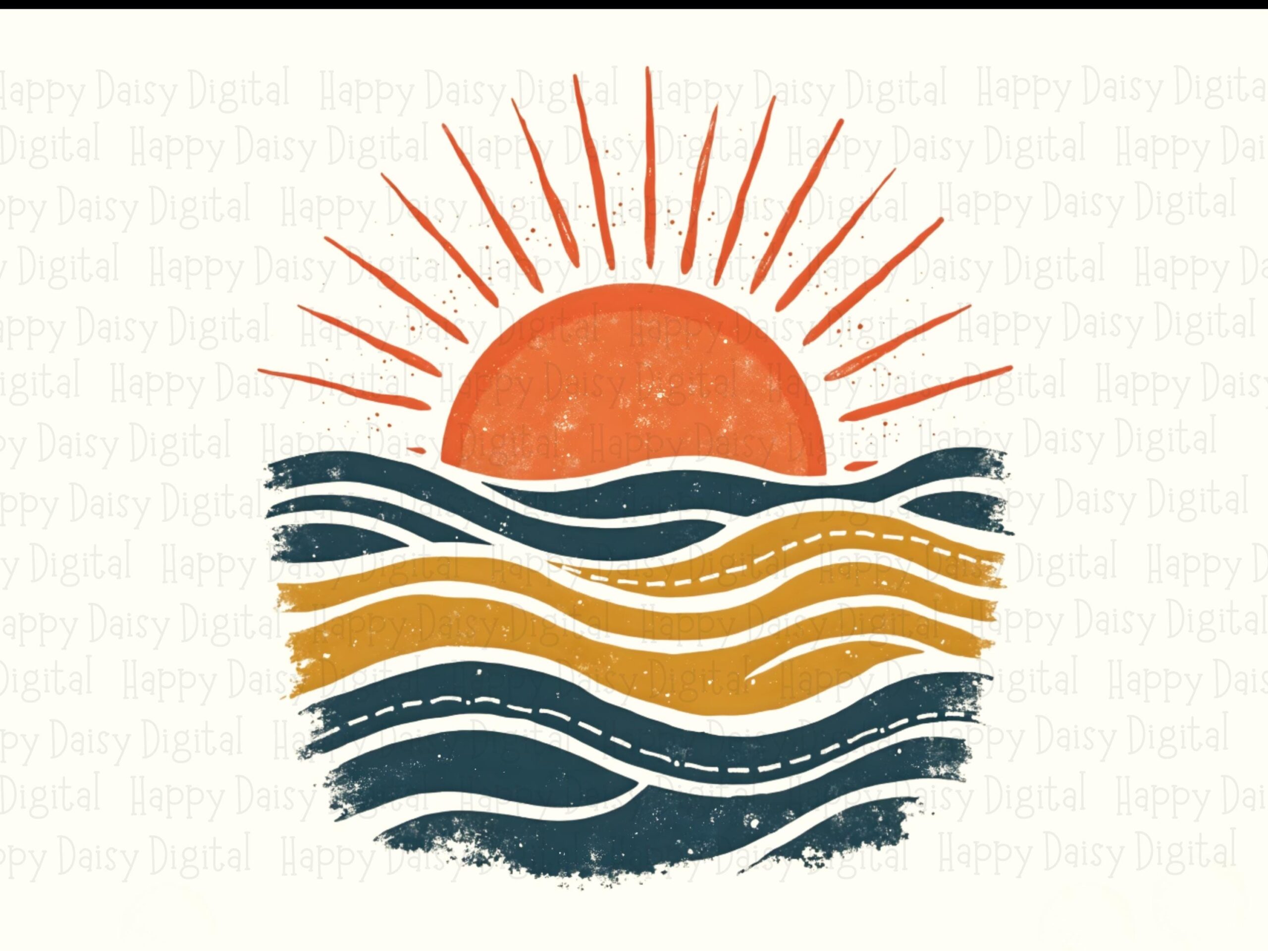 Sun Wave Badge PNG Sublimation Design Beach Summer Sun Badge Commercial Use POD - Image 2