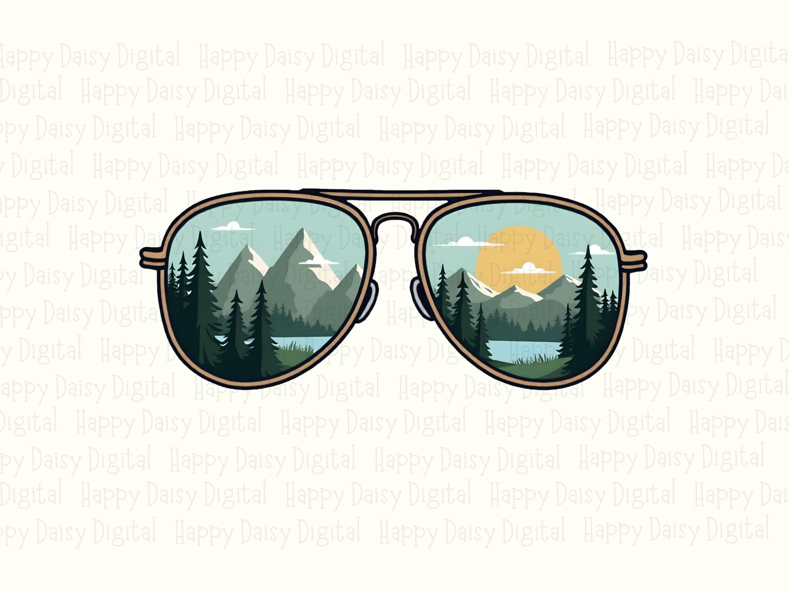 Sunglasses Reflection PNG Sublimation Design Beach Summer Sunglasses Design Commercial Use POD - Image 2