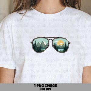 Sunglasses Reflection PNG Sublimation Design Beach Summer Sunglasses Design Commercial Use POD