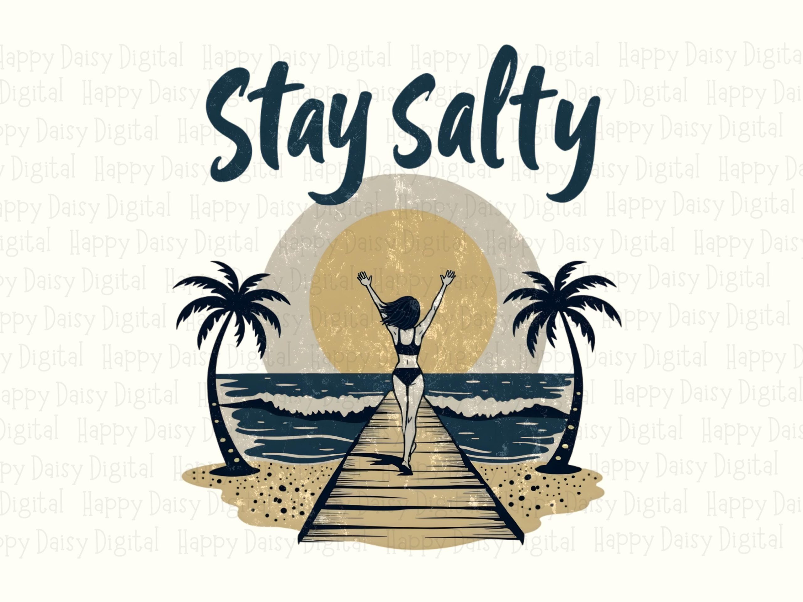 Stay Salty PNG Sublimation Design Beach Summer Stay Salty Commercial Use POD - Image 2