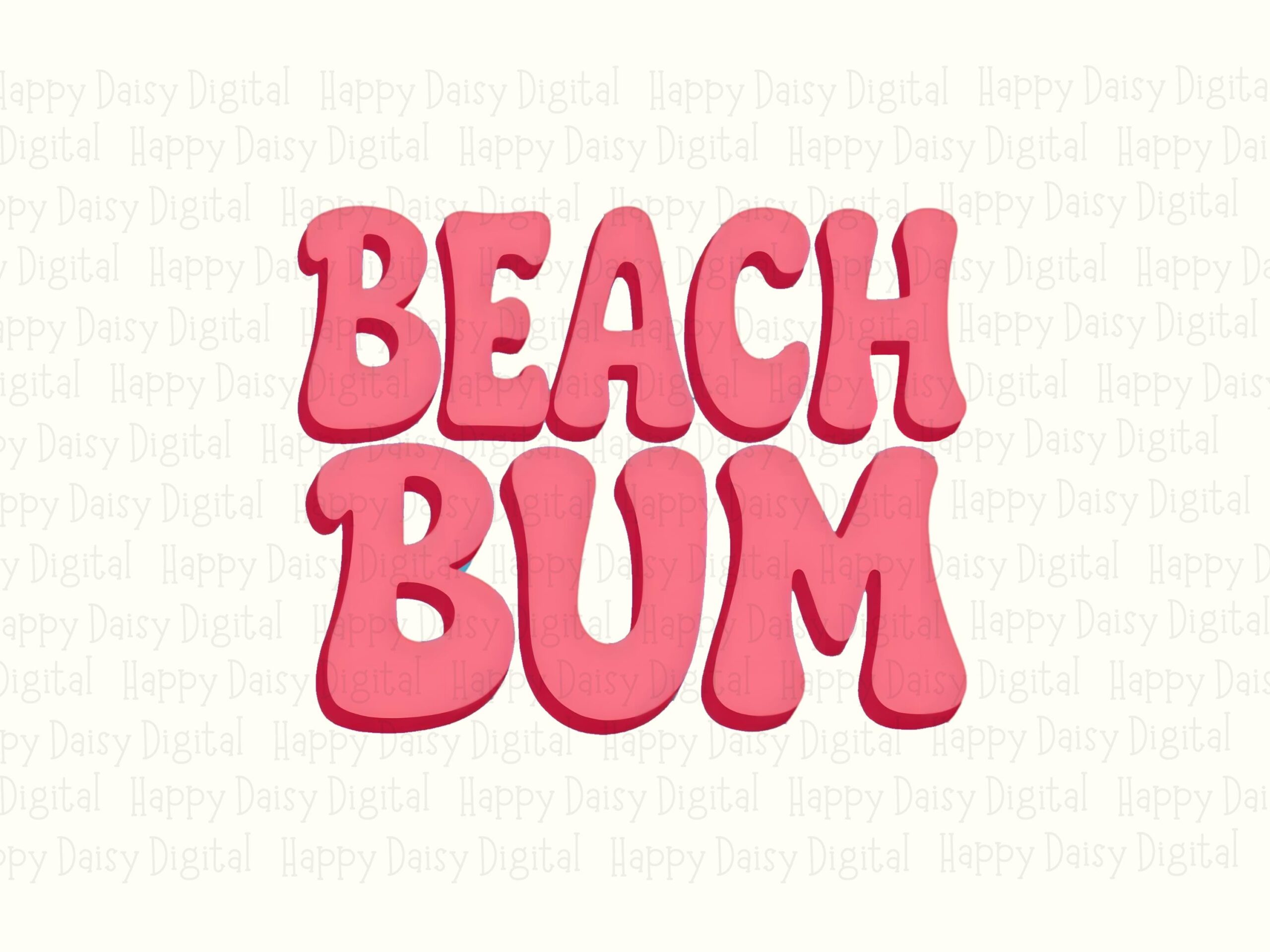 Beach Bum PNG Sublimation Design Beach Summer Bubble Text Commercial Use POD - Image 2