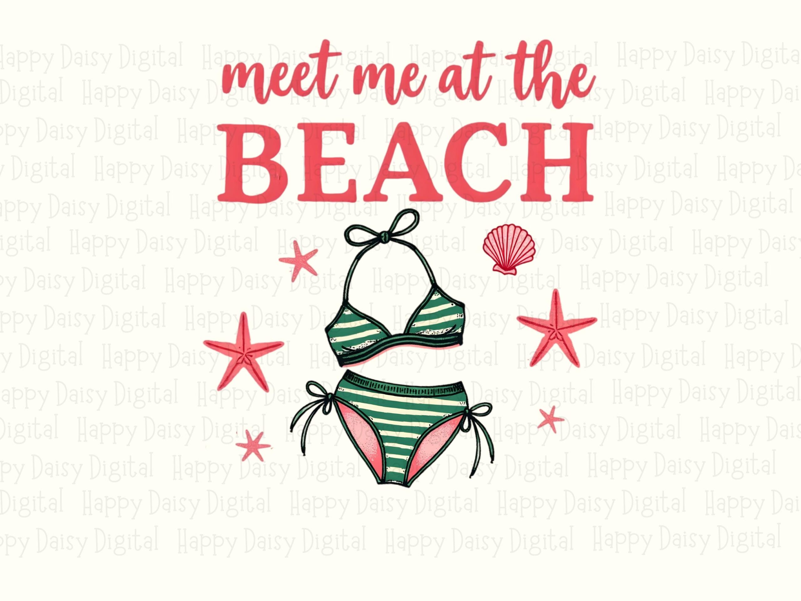 Meet Me At The Beach PNG Sublimation Design Beach Summer Bikini Design Commercial Use POD - Image 2
