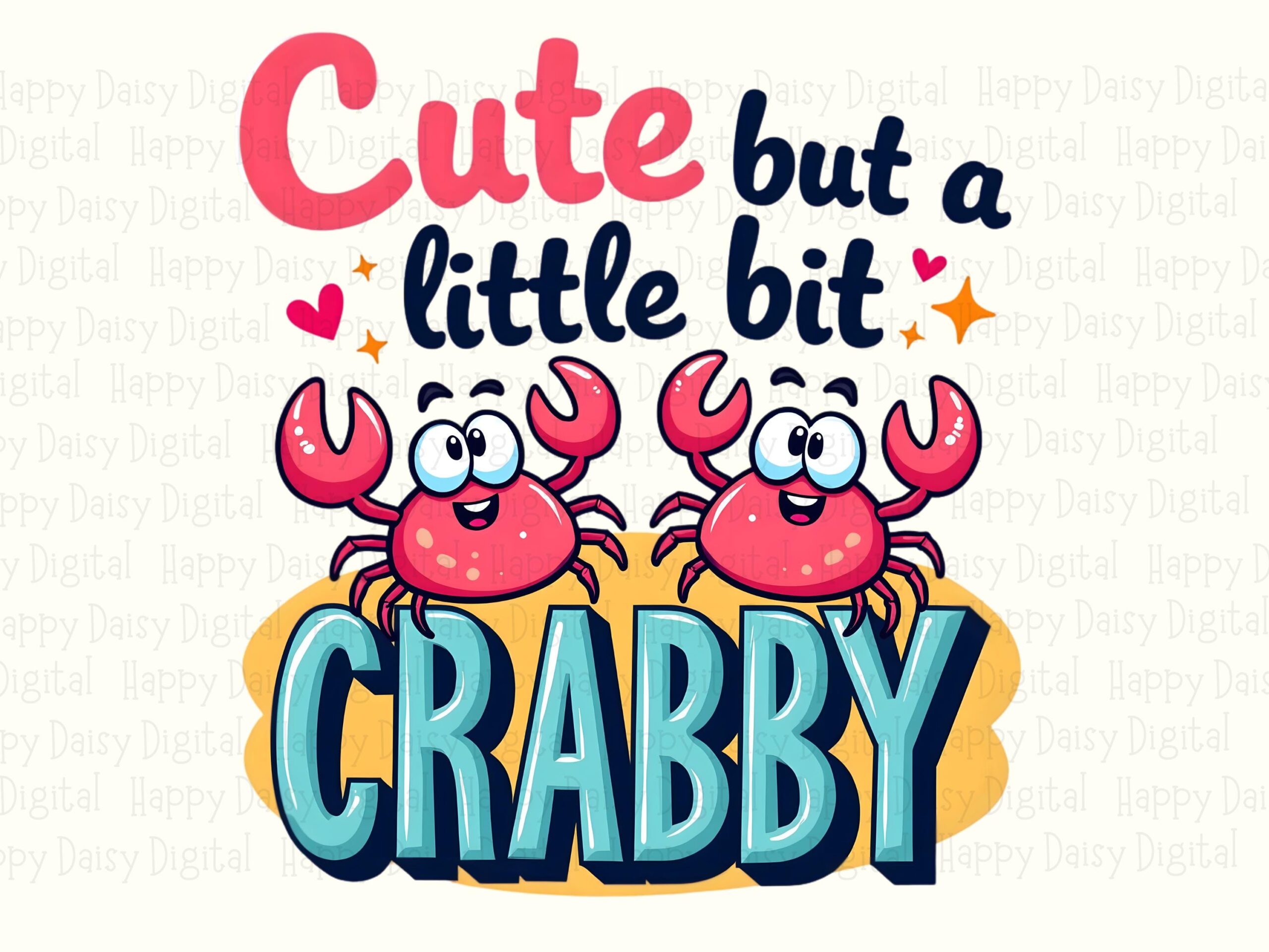 Cute But A Little Bit Crabby PNG Sublimation Design Beach Summer Two Crabs Commercial Use POD - Image 2