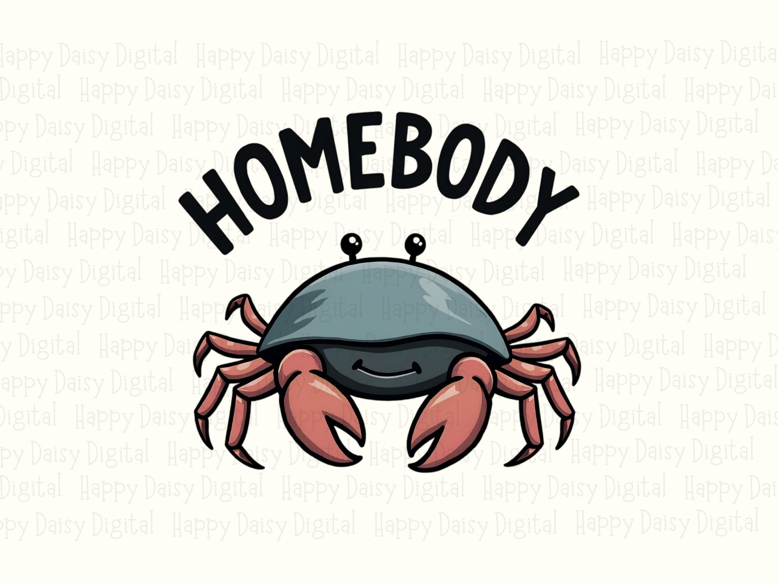 Homebody PNG Sublimation Design Beach Summer Crab Illustration Commercial Use POD - Image 2