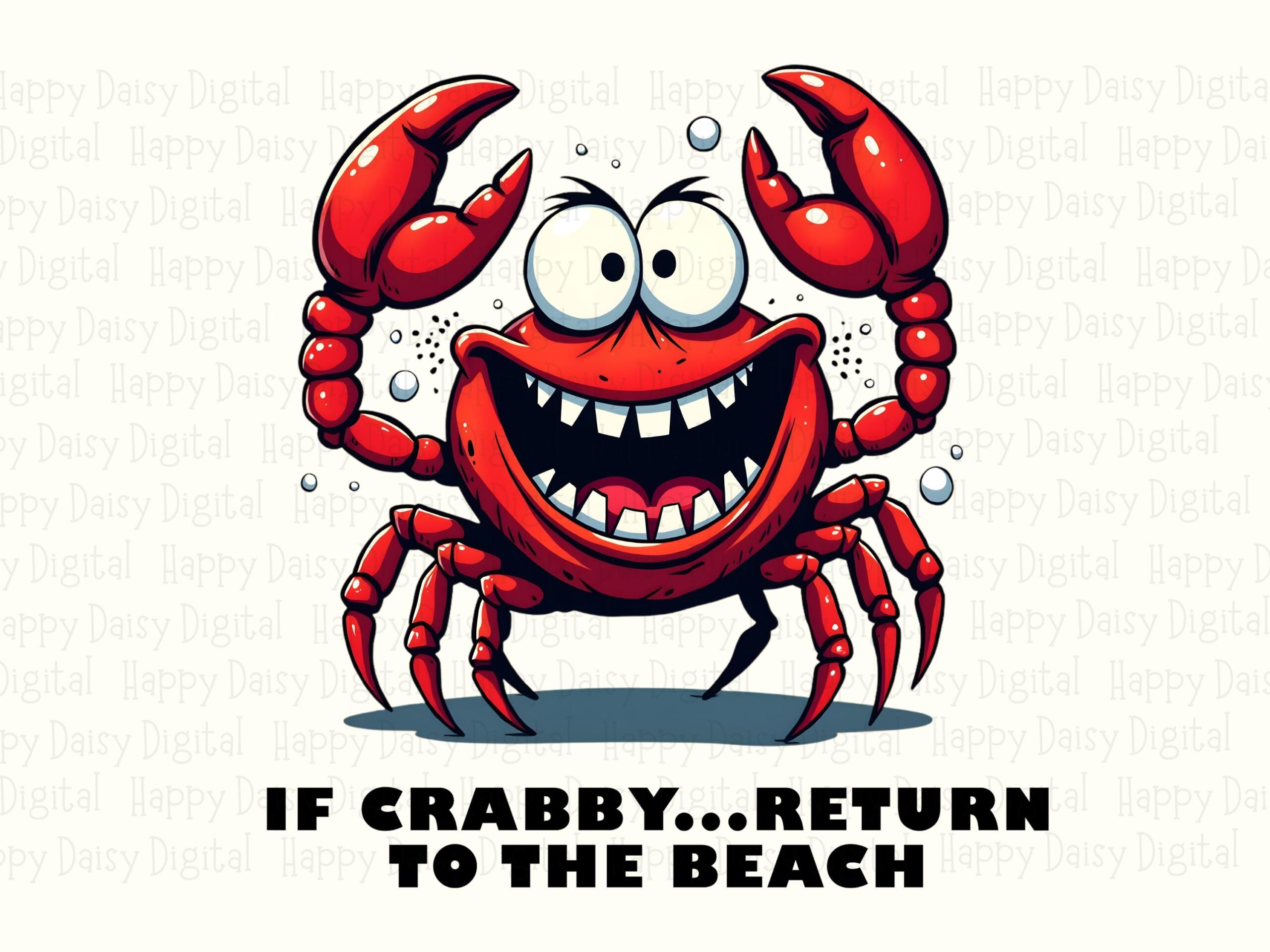 If Crabby Return To The Beach PNG Sublimation Design Beach Summer Grinning Crab Commercial Use POD - Image 2