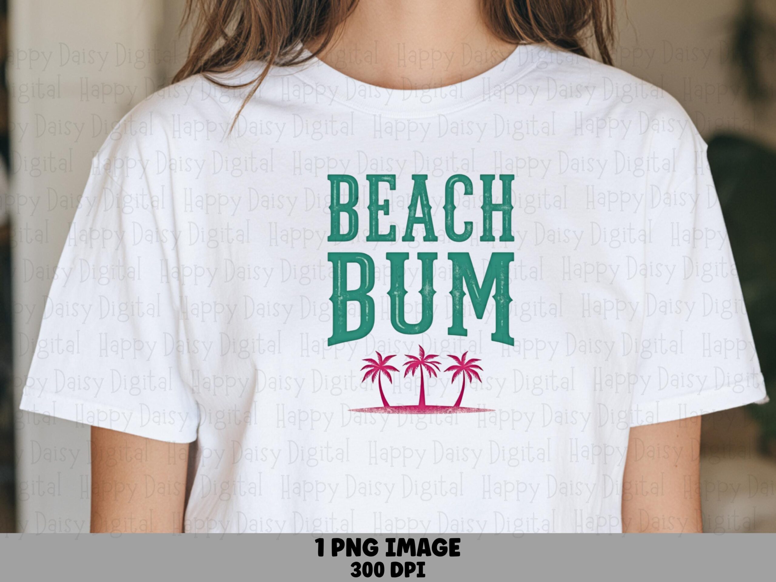 Beach Bum PNG Sublimation Design Beach Summer Pink Text Commercial Use POD