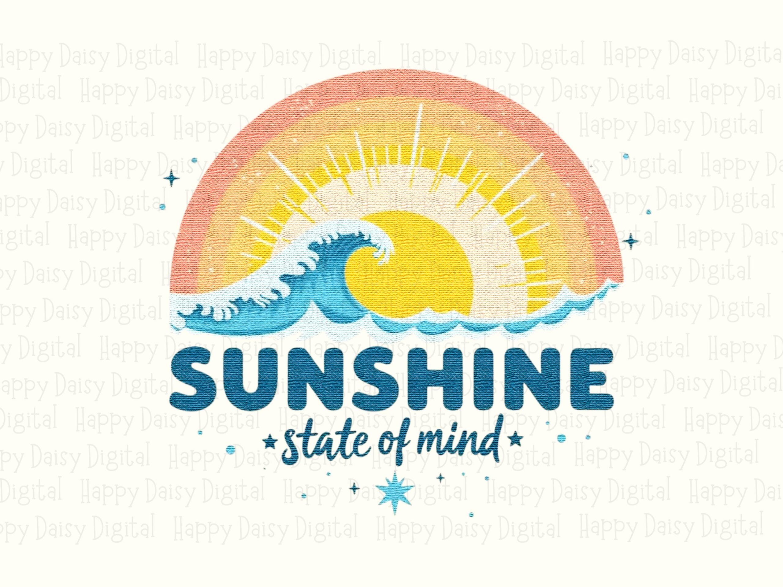 Sunshine State Of Mind PNG Sublimation Design Beach Summer Blue Wave Badge Commercial Use POD - Image 2