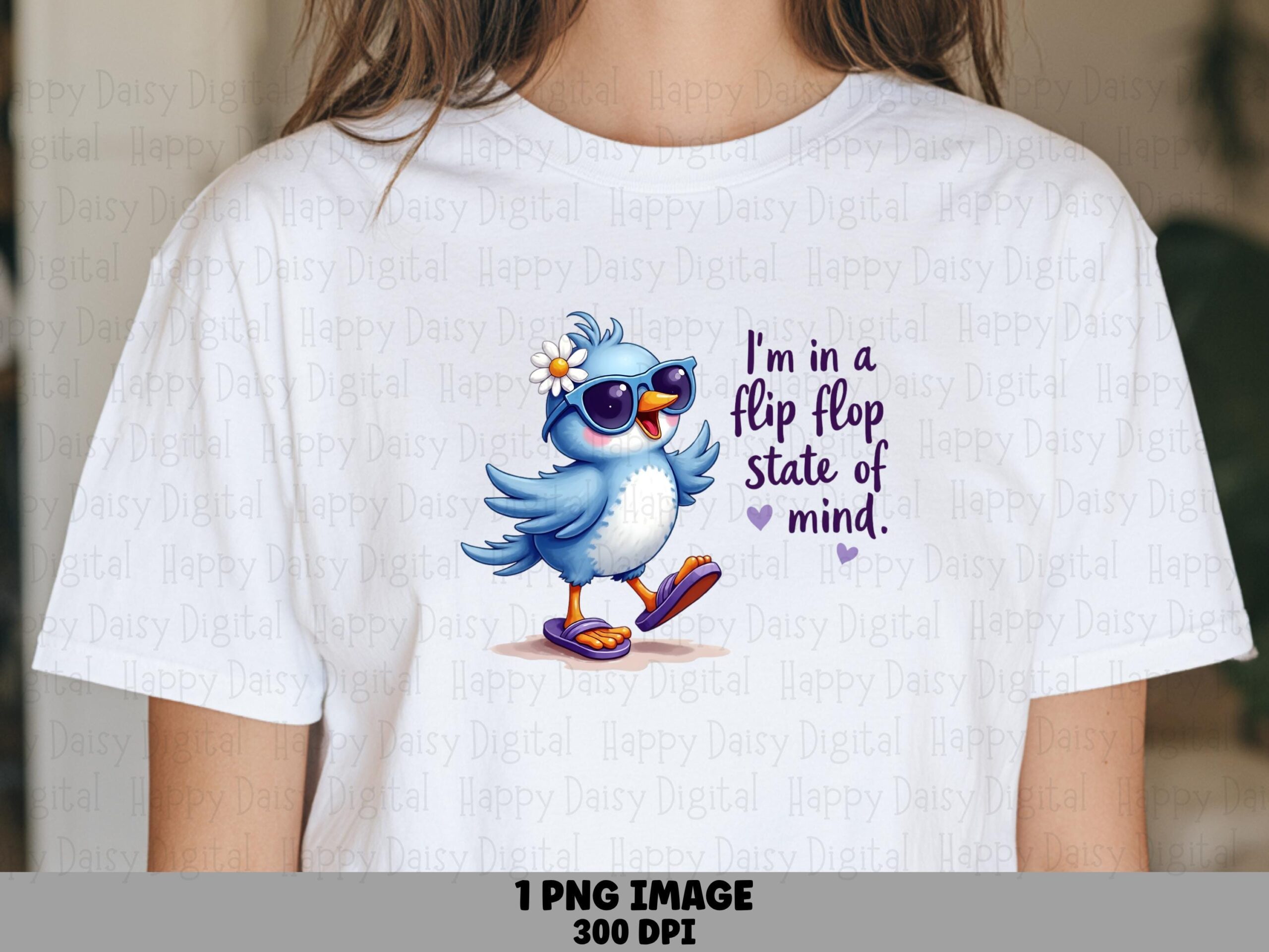 Flip Flop State Of Mind PNG Sublimation Design Beach Summer Bird Illustration Commercial Use POD