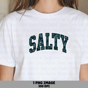 Salty PNG Sublimation Design Beach Summer Varsity Text Commercial Use POD