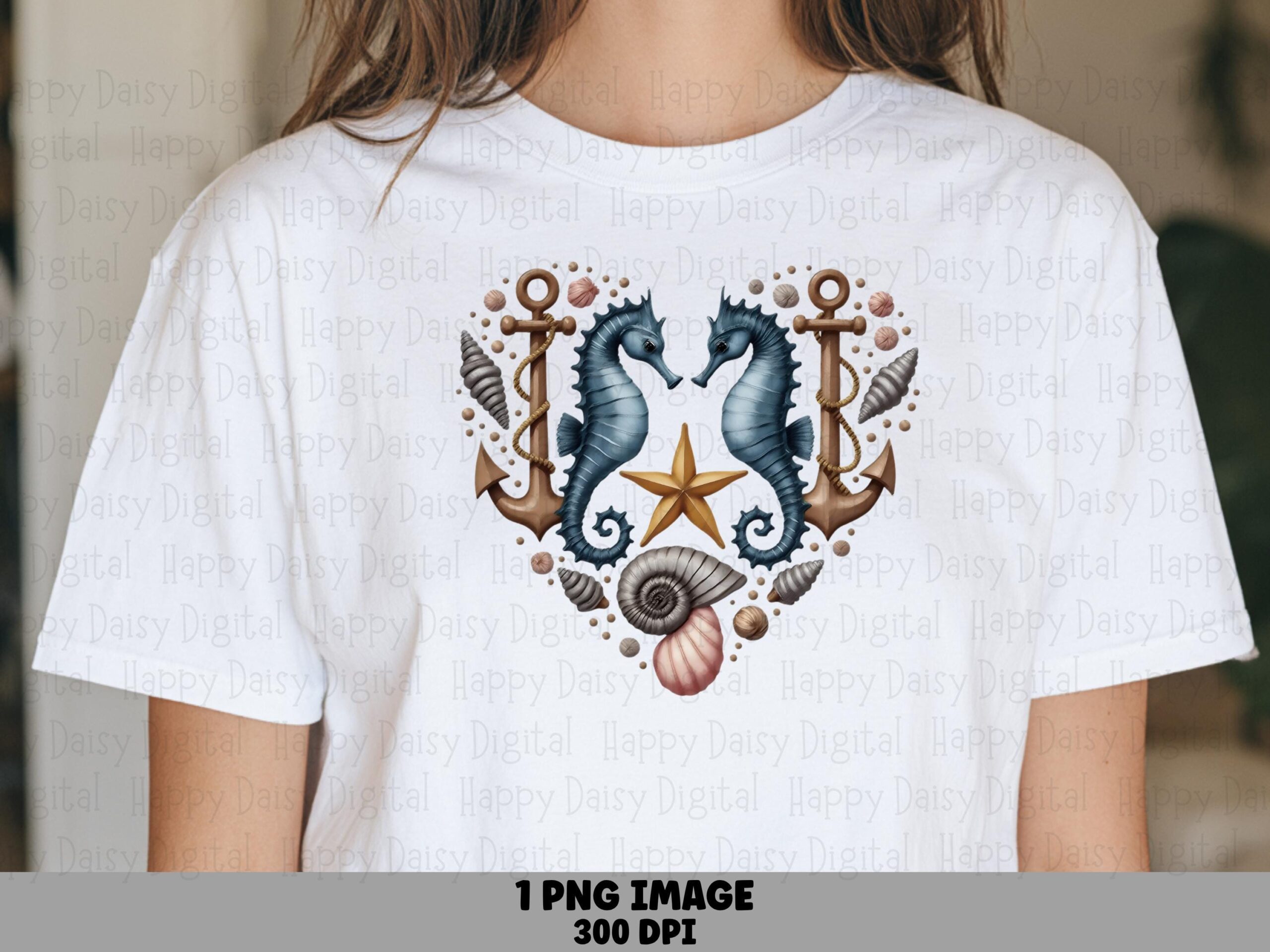 Anchor Seahorse Heart PNG Sublimation Design Beach Summer Seahorse Design Commercial Use POD