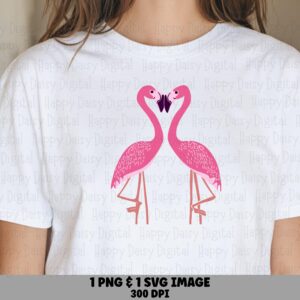 Flamingo Heart Kiss SVG PNG Flamingo Heart Flamingo Kiss Sublimation Cricut Silhouette Canva Commercial Use POD