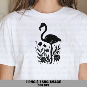 Floral Flamingo Silhouette SVG PNG Floral Flamingo Silhouette Design Sublimation Cricut Silhouette Canva Commercial Use POD
