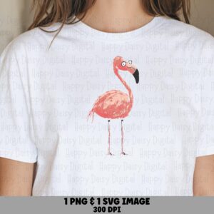 Pink Flamingo Glance SVG PNG Pink Flamingo Simple Illustration Sublimation Cricut Silhouette Canva Commercial Use POD