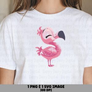 Chubby Flamingo SVG PNG Chubby Flamingo Cartoon Design Sublimation Cricut Silhouette Canva Commercial Use POD