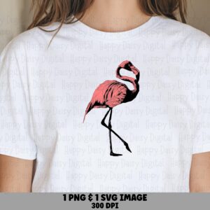 Pink Line Flamingo SVG PNG Line Art Flamingo Simple Design Sublimation Cricut Silhouette Canva Commercial Use POD