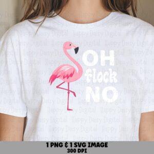 Oh Flock No PNG Oh Flock No Funny Flamingo Quote Sublimation Design Commercial Use POD