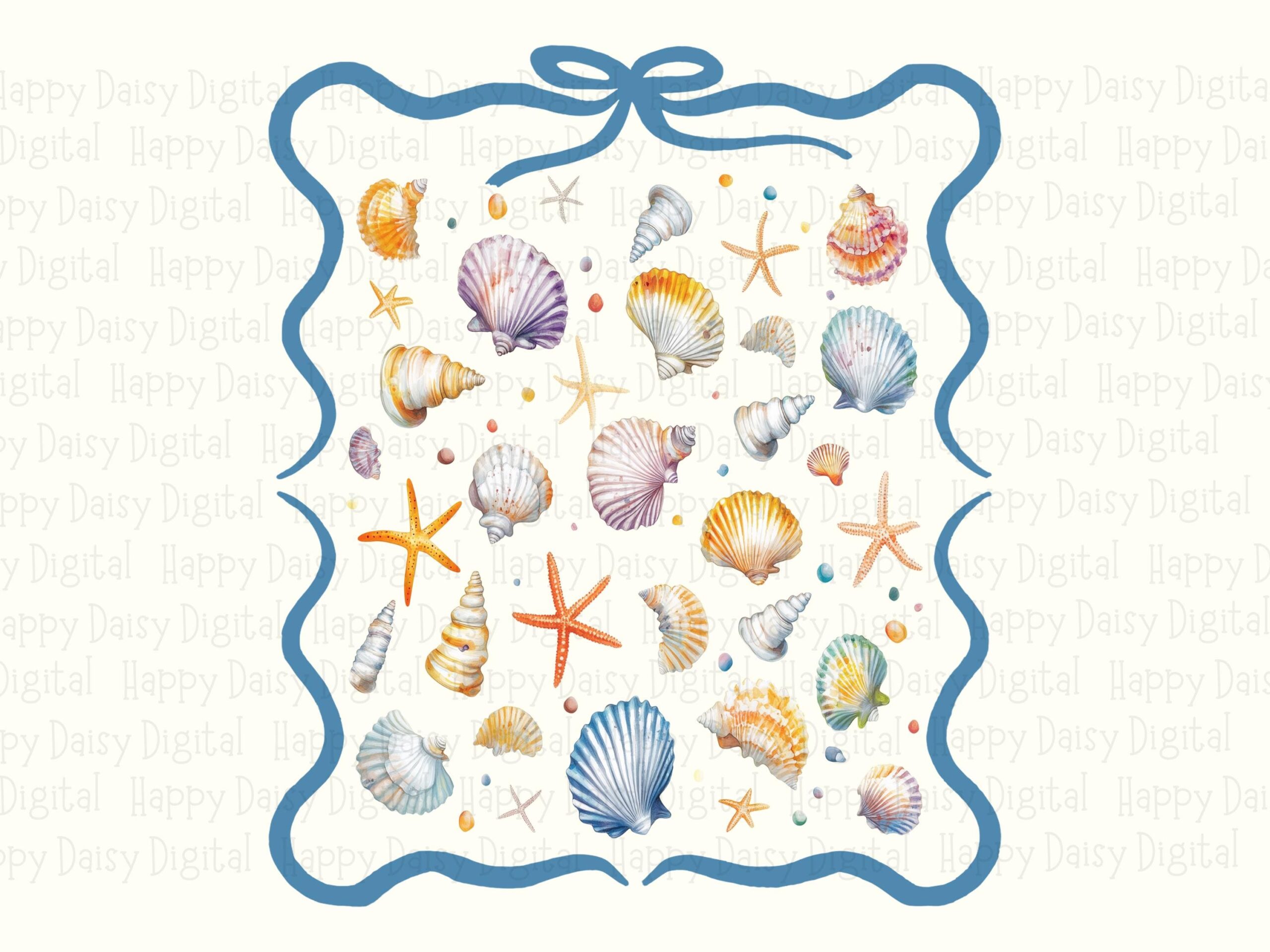 Coastal Frame PNG Seashell Frame Coastal Border Sublimation Beach Summer Commercial Use POD - Image 2