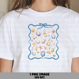 Coastal Frame PNG Seashell Frame Coastal Border Sublimation Beach Summer Commercial Use POD