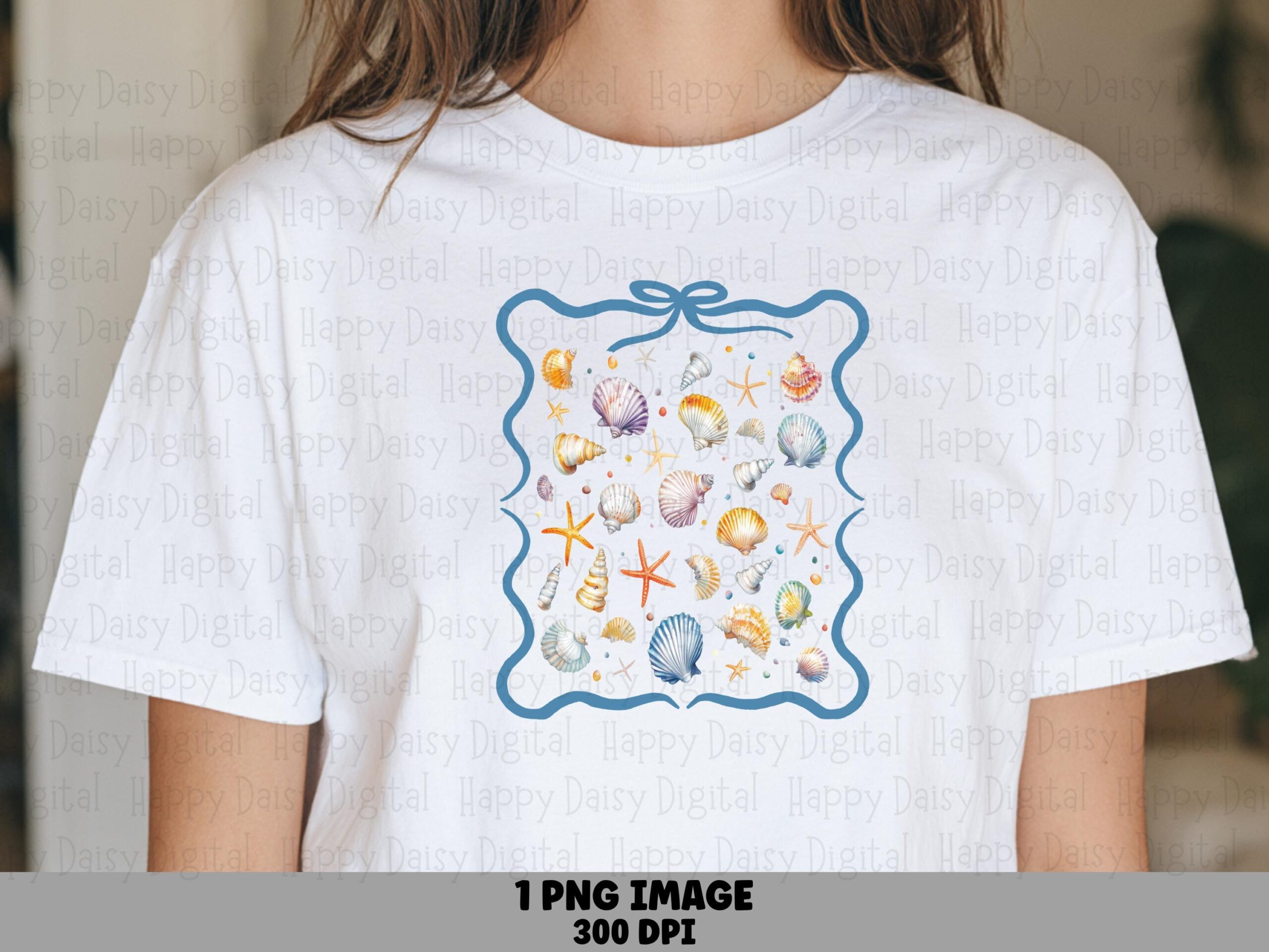 Coastal Frame PNG Seashell Frame Coastal Border Sublimation Beach Summer Commercial Use POD