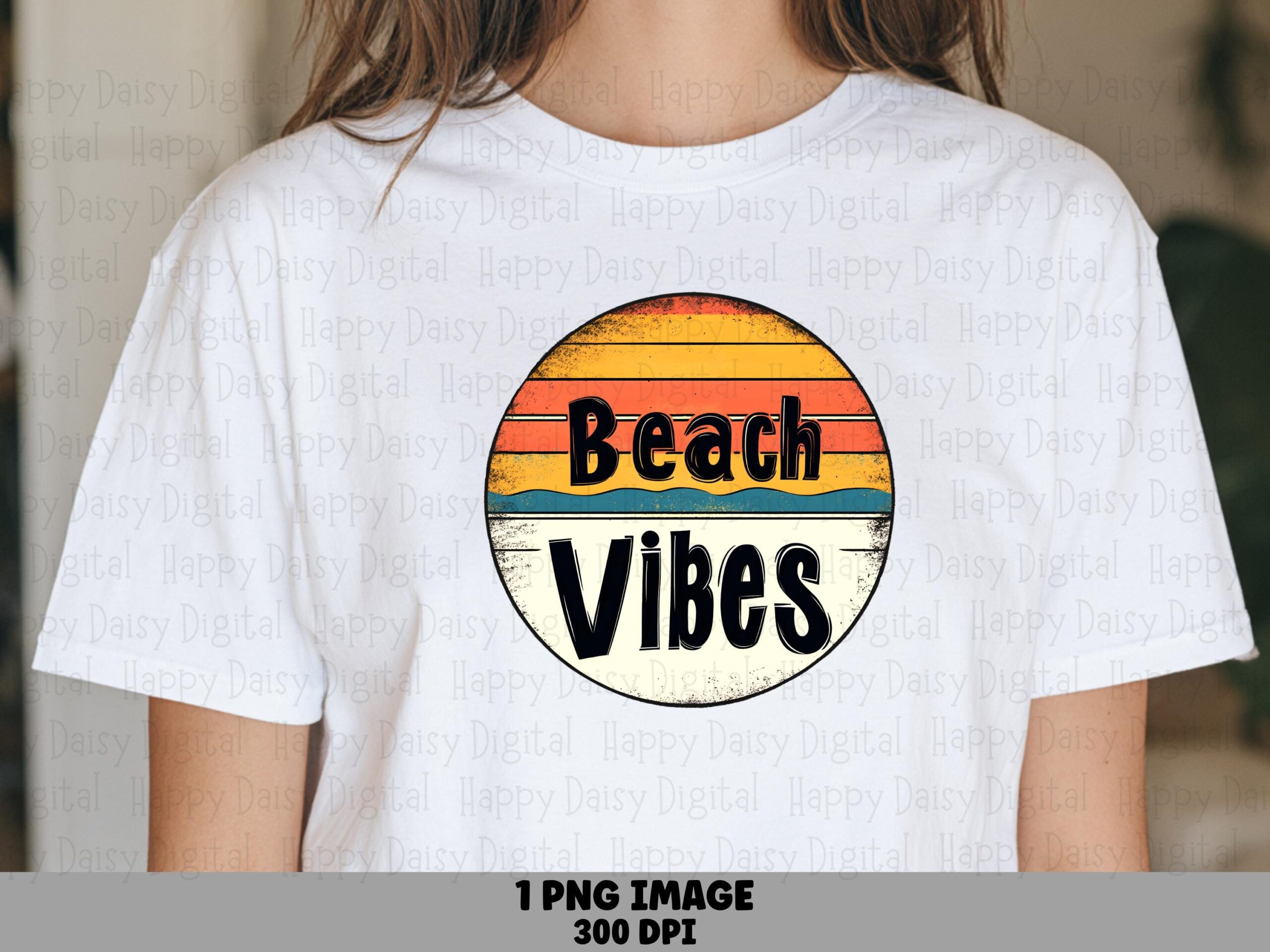 Beach Vibes PNG Beach Vibes Retro Circle Badge Sublimation Beach Summer Commercial Use POD
