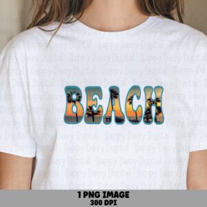 Beach PNG Bold Text Design Beach Lettering Sublimation Beach Summer Commercial Use POD