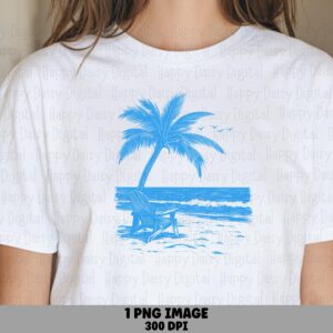 Palm Beach Line Art PNG Line Art Design Minimalist Palm Sublimation Beach Summer Commercial Use POD