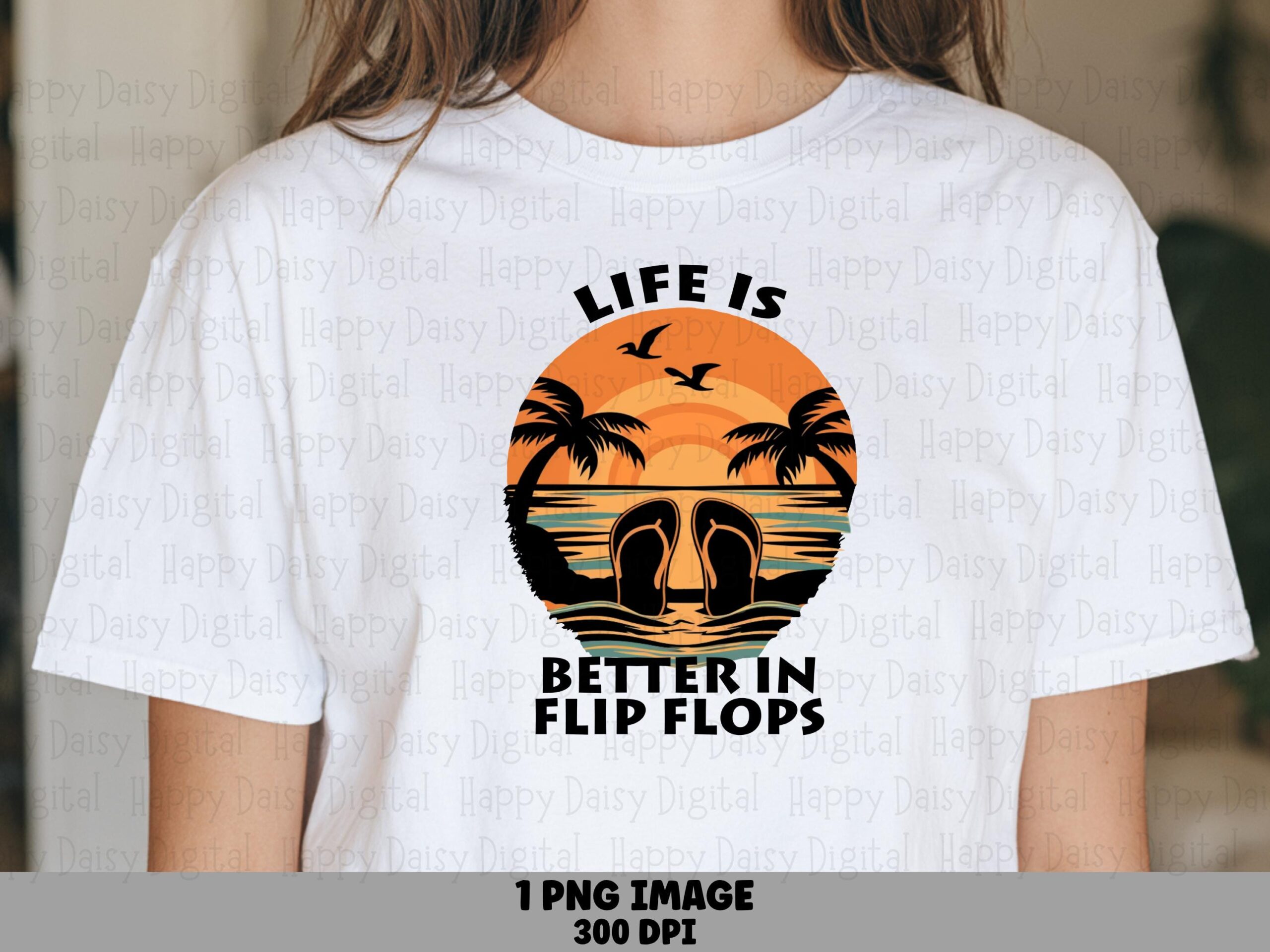 Life Is Better In Flip Flops PNG Flip Flops Design Retro Badge Sublimation Beach Summer Commercial Use POD