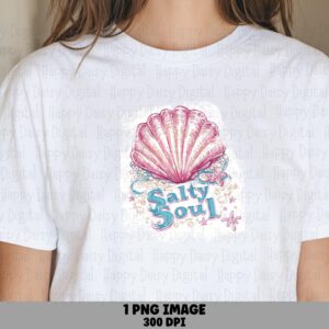 Salty Soul PNG Seashell Design Sublimation Design Beach Summer Commercial Use POD