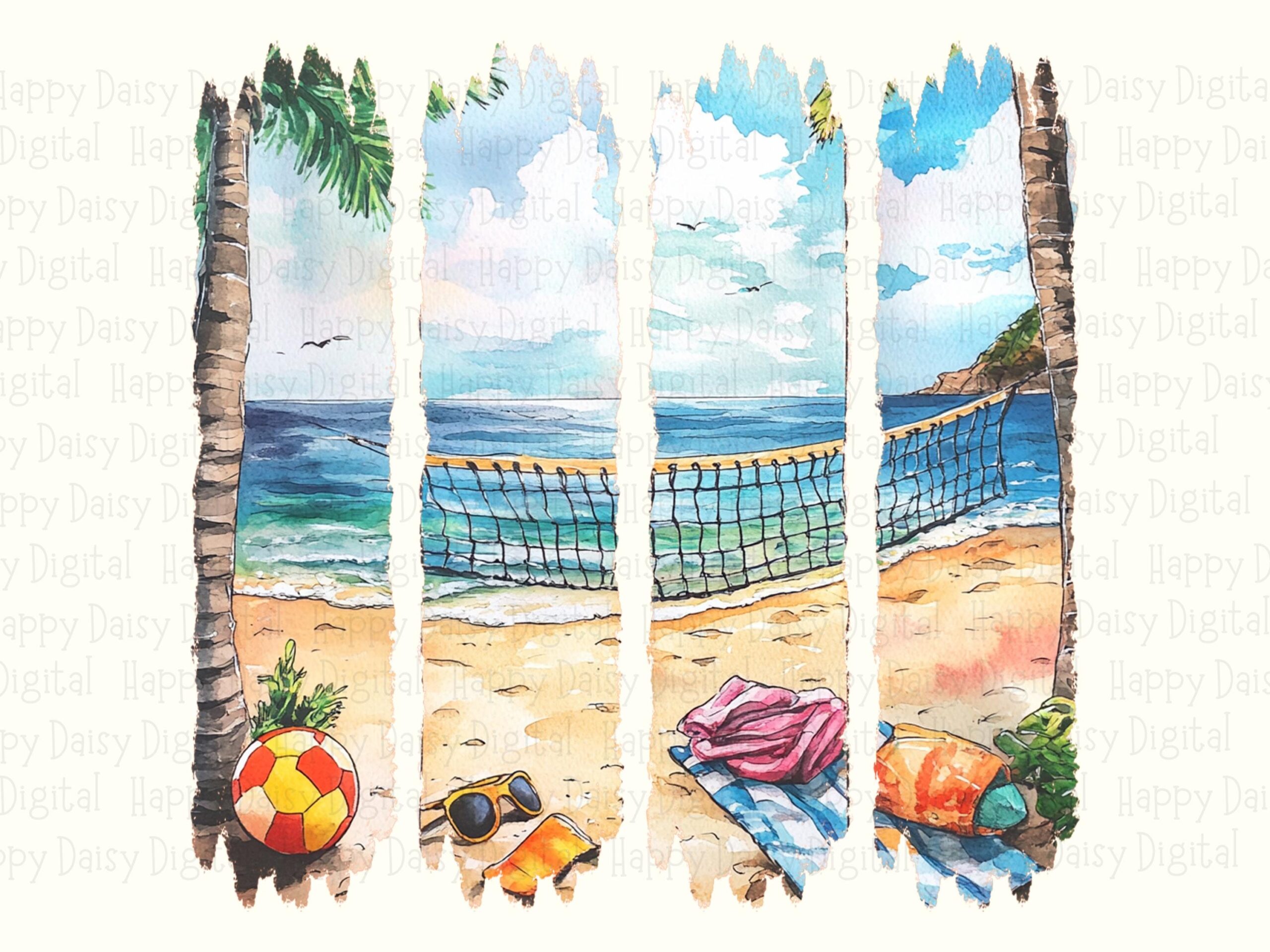 Beach Day Strip PNG Photo Strip Design Sublimation Design Beach Summer Commercial Use POD - Image 2