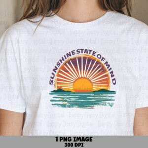 Sunshine State Of Mind PNG Sunburst Badge Sublimation Design Beach Summer Commercial Use POD