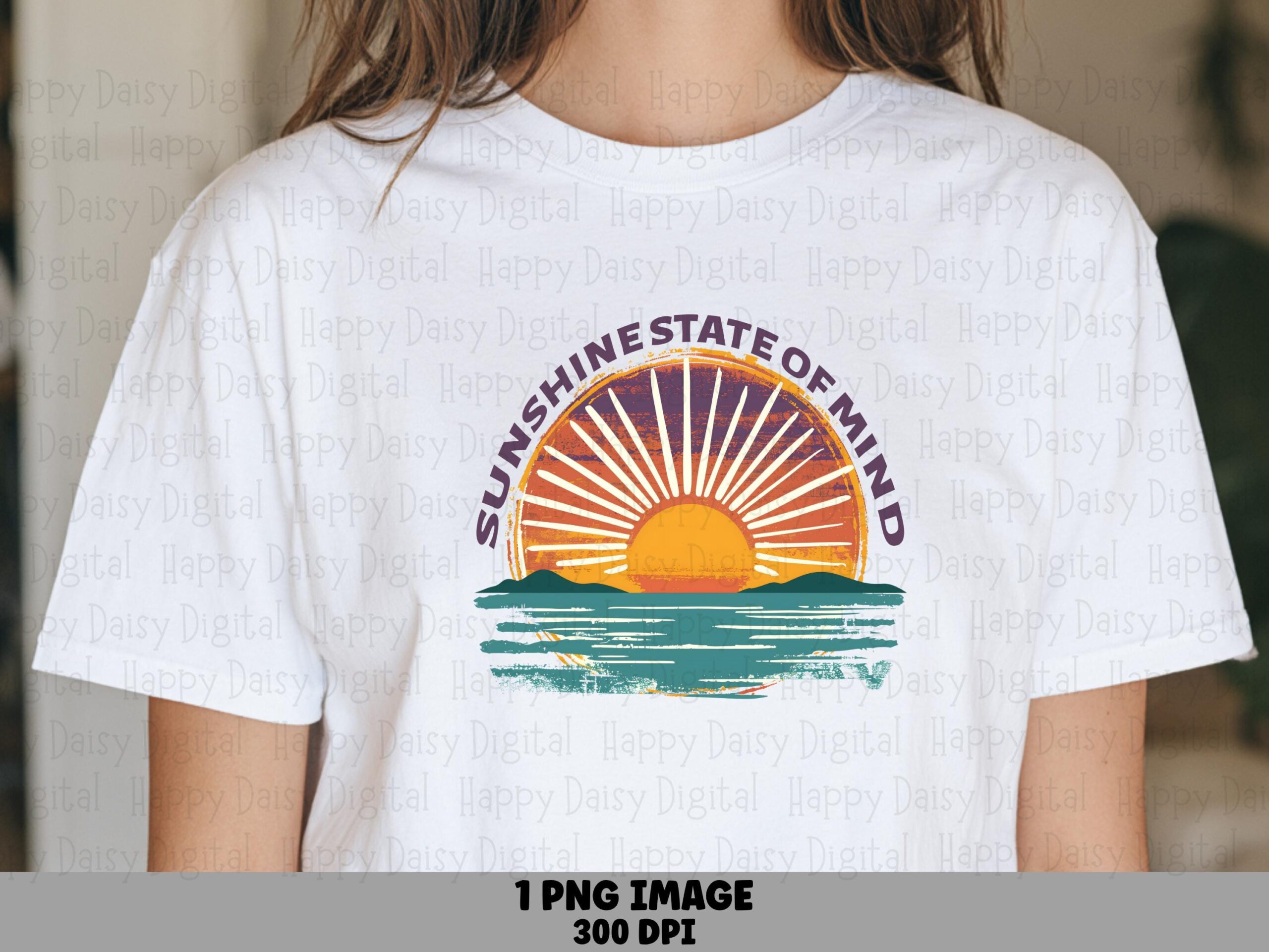 Sunshine State Of Mind PNG Sunburst Badge Sublimation Design Beach Summer Commercial Use POD