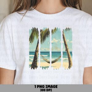 Palm Hammock Strip PNG Photo Strip Design Sublimation Design Beach Summer Commercial Use POD