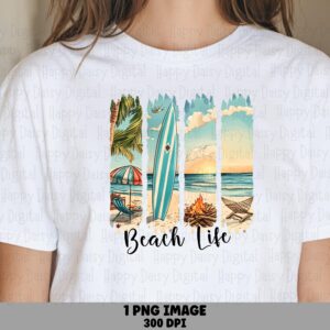 Beach Life PNG Photo Strip Design Sublimation Design Beach Summer Commercial Use POD