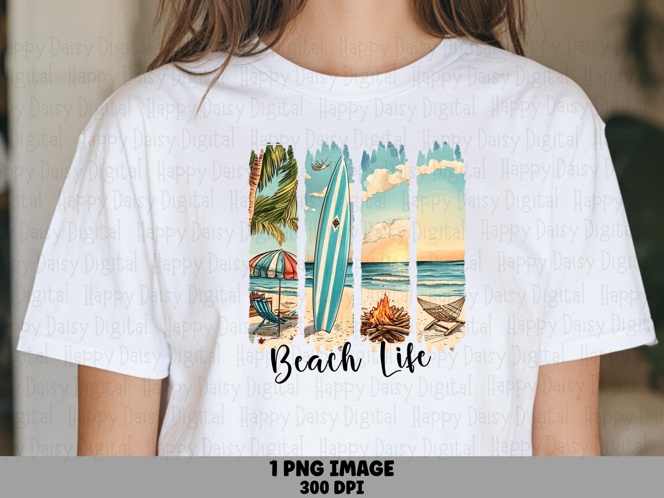 Beach Life PNG Photo Strip Design Sublimation Design Beach Summer Commercial Use POD