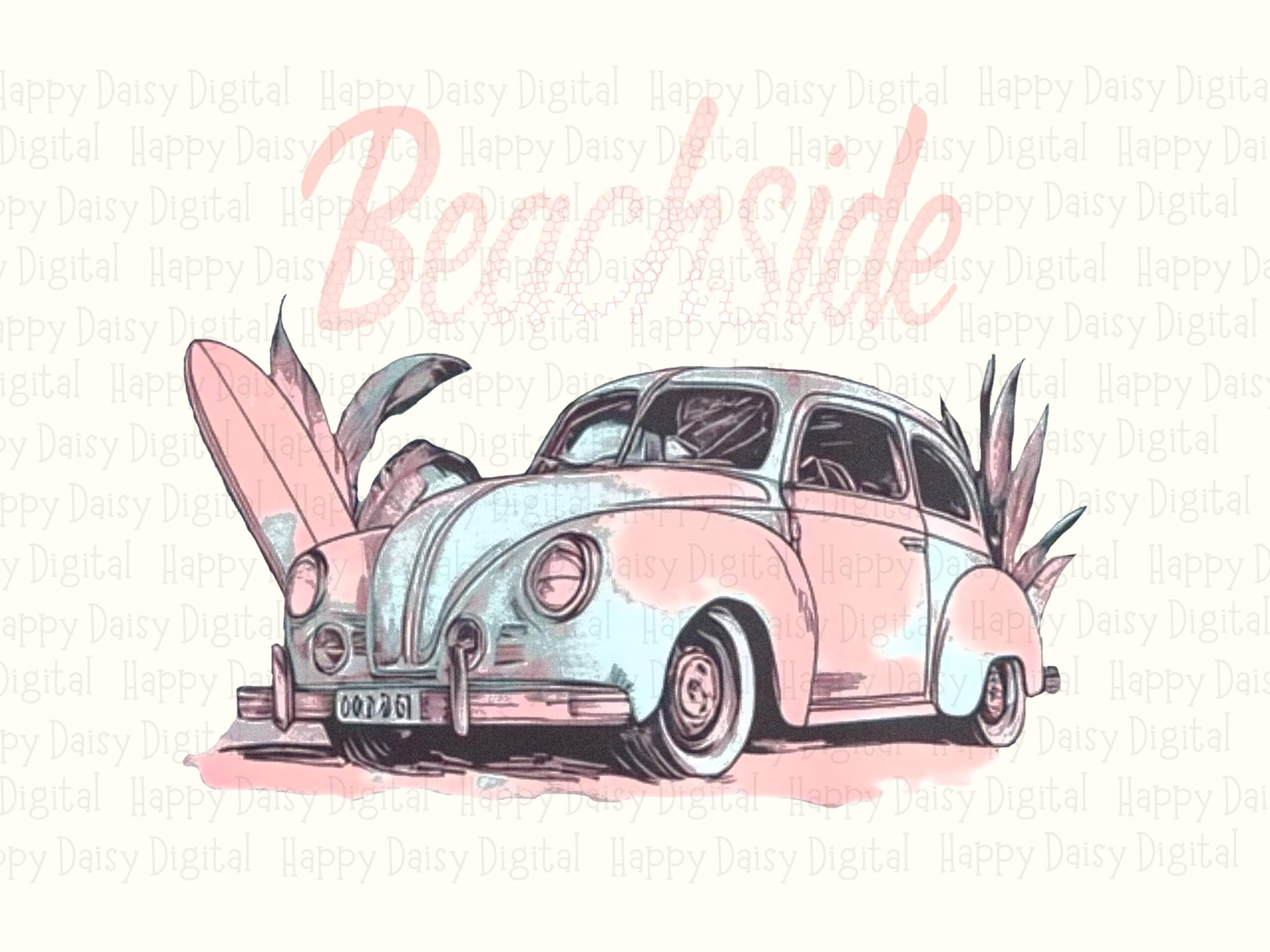 Beachside PNG Retro Van Design Sublimation Design Beach Summer Commercial Use POD - Image 2