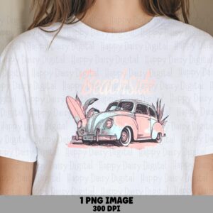 Beachside PNG Retro Van Design Sublimation Design Beach Summer Commercial Use POD