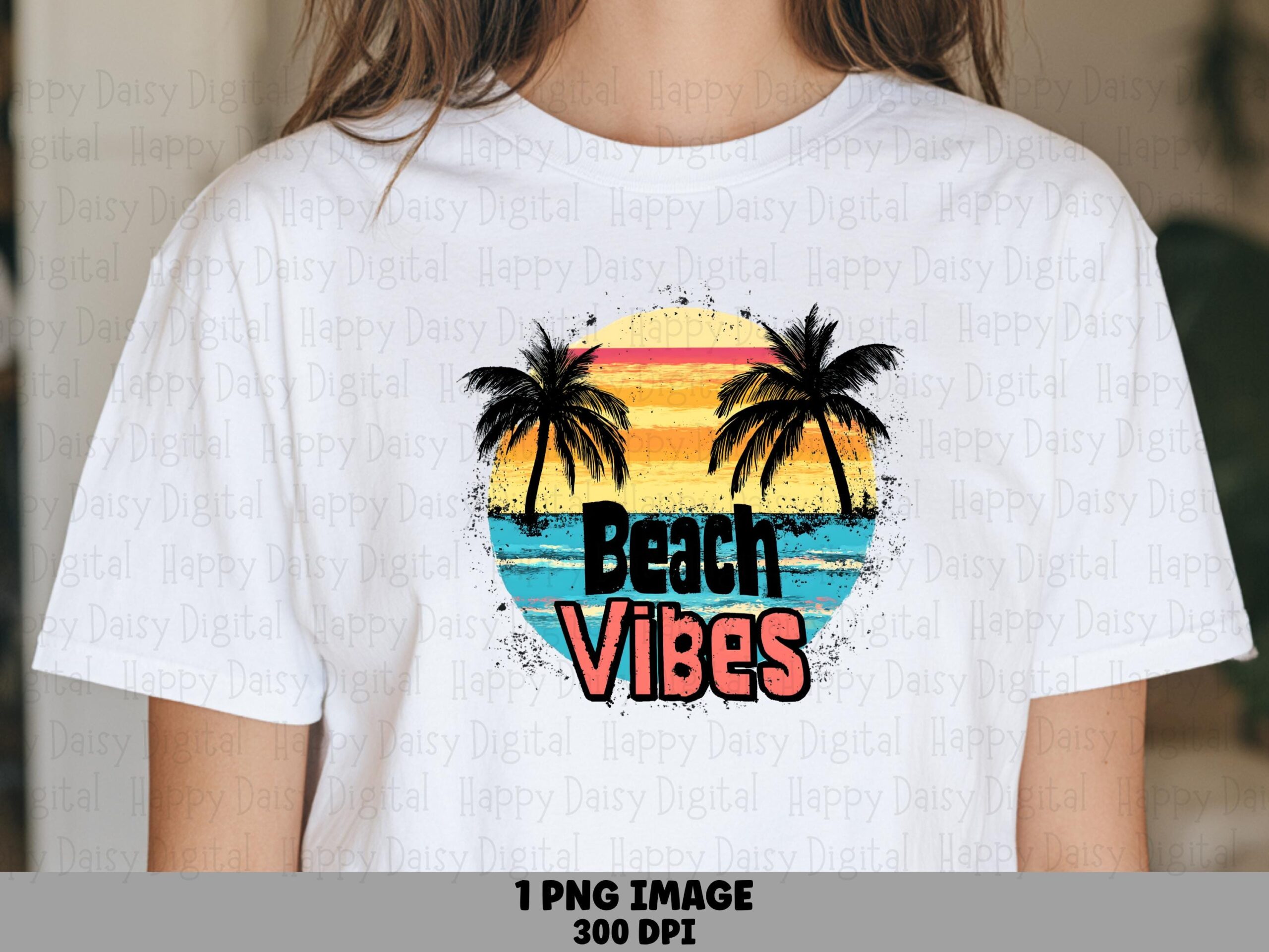 Beach Vibes PNG Retro Badge Sublimation Design Beach Summer Commercial Use POD