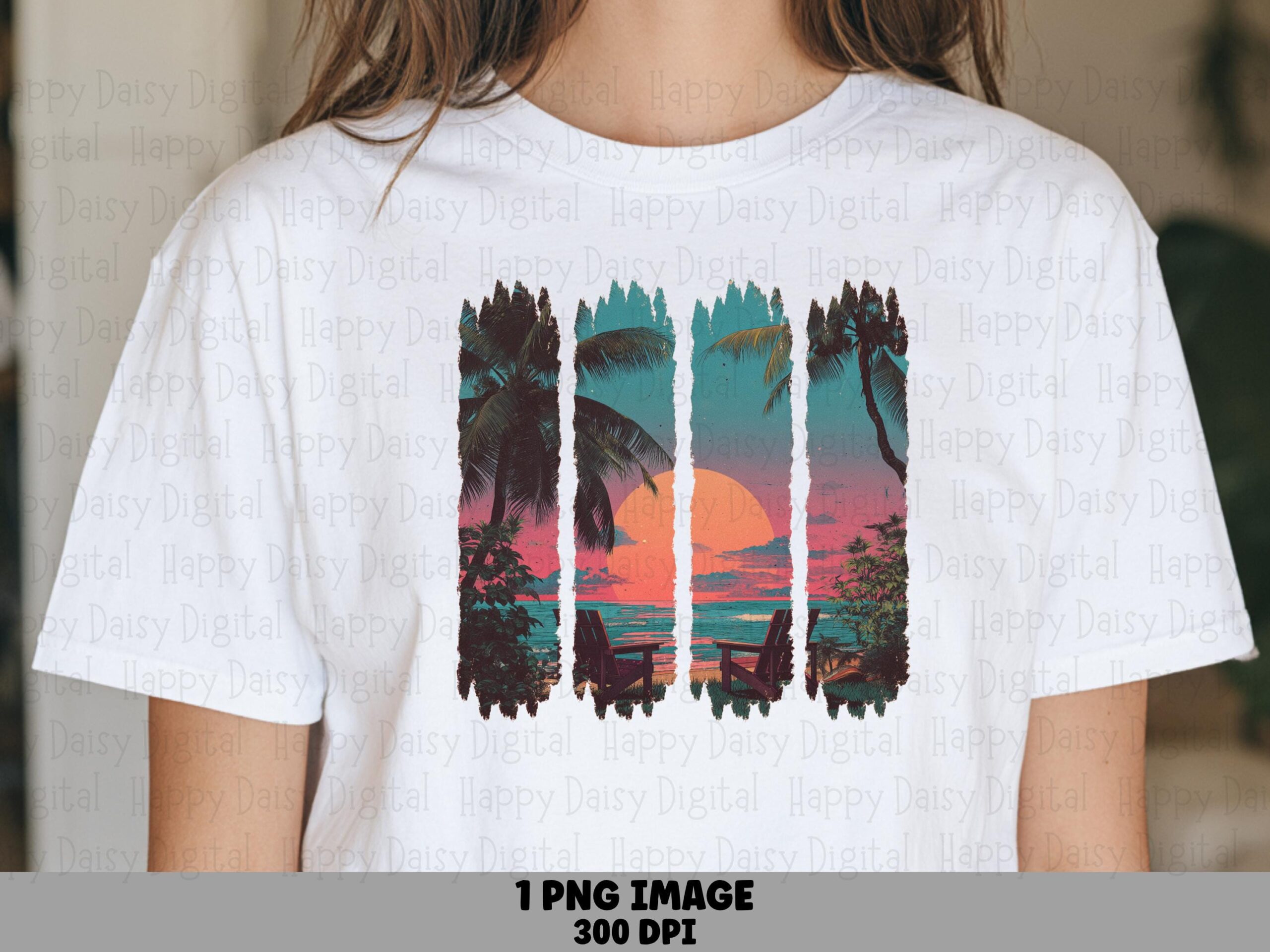 Palm Sunset Strip PNG Photo Strip Design Sublimation Design Beach Summer Commercial Use POD