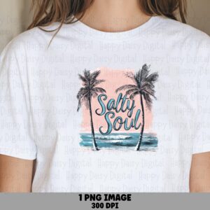 Salty Soul PNG Salty Soul Sublimation Design Beach Summer Commercial Use POD