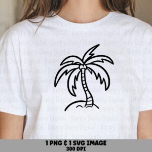 Palm Tree Line Art SVG PNG Line Art Palm Minimalist Palm Sublimation Cricut Silhouette Canva Commercial Use POD