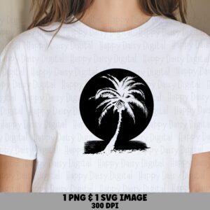 Palm Moon Silhouette SVG PNG Moon Silhouette Palm Circle Design Sublimation Cricut Silhouette Canva Commercial Use POD