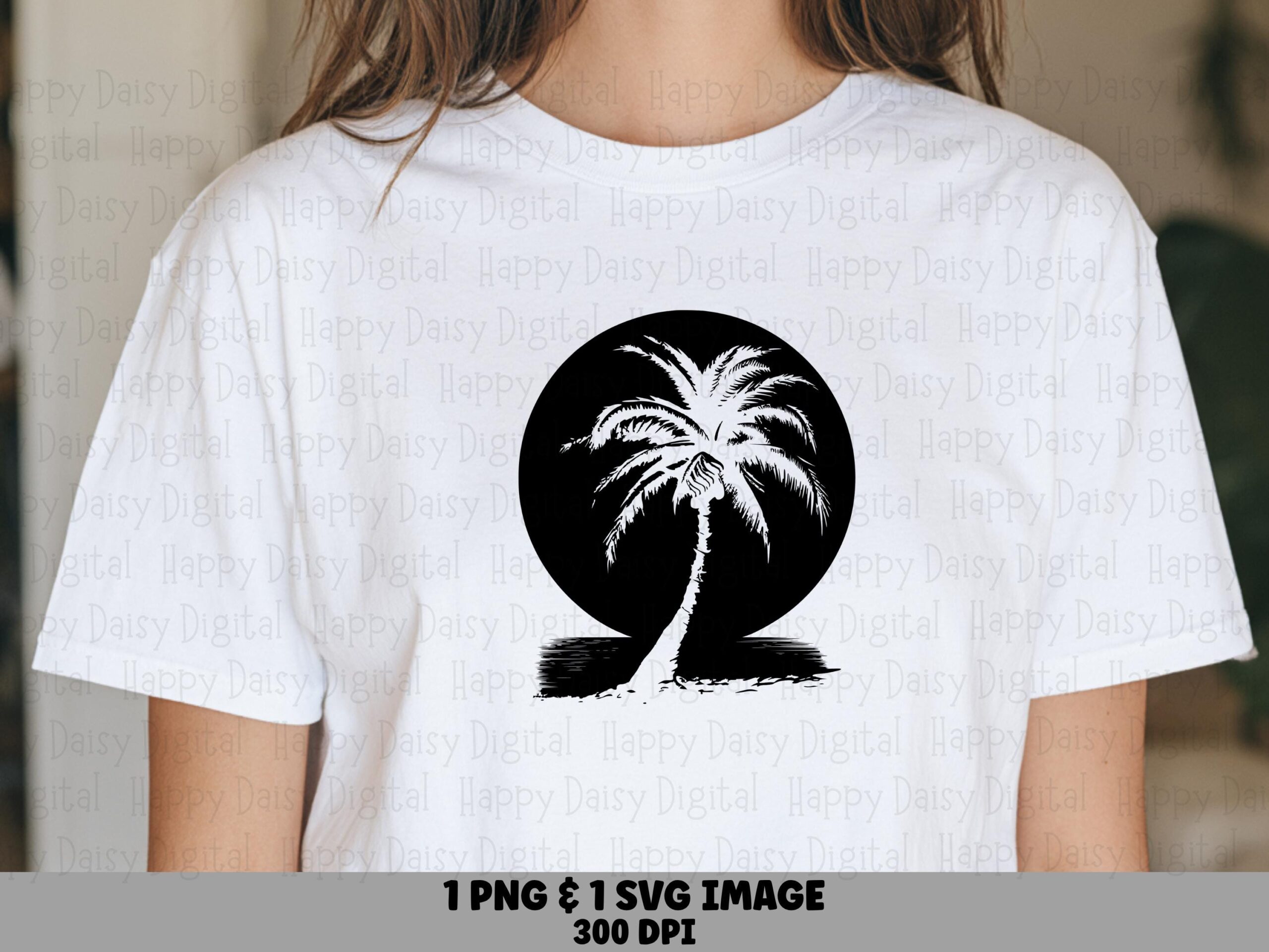 Palm Moon Silhouette SVG PNG Moon Silhouette Palm Circle Design Sublimation Cricut Silhouette Canva Commercial Use POD