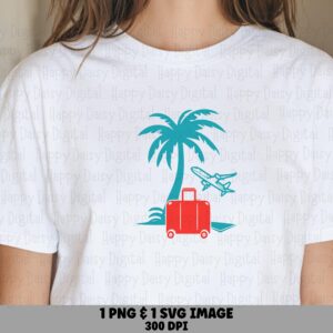 Palm Tree Travel SVG PNG Travel Design Palm Suitcase Sublimation Cricut Silhouette Canva Commercial Use POD
