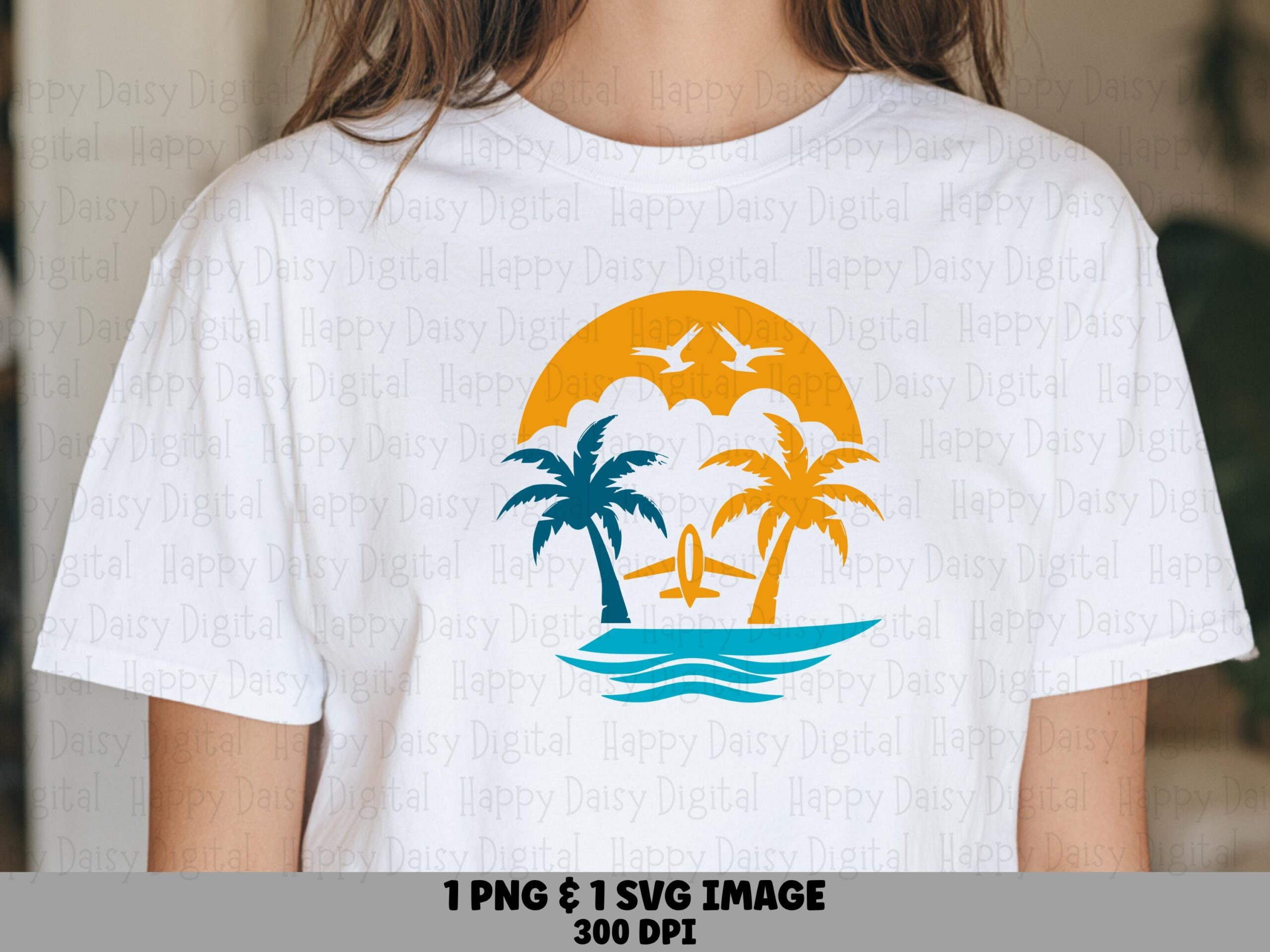 Colorful Palm Beach Circle SVG PNG Colorful Circle Badge Beach Scene Design Sublimation Cricut Silhouette Canva Commercial Use POD