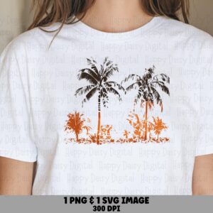 Distressed Palm Trees SVG PNG Distressed Palm Design Brown Tone Illustration Sublimation Cricut Silhouette Canva Commercial Use POD