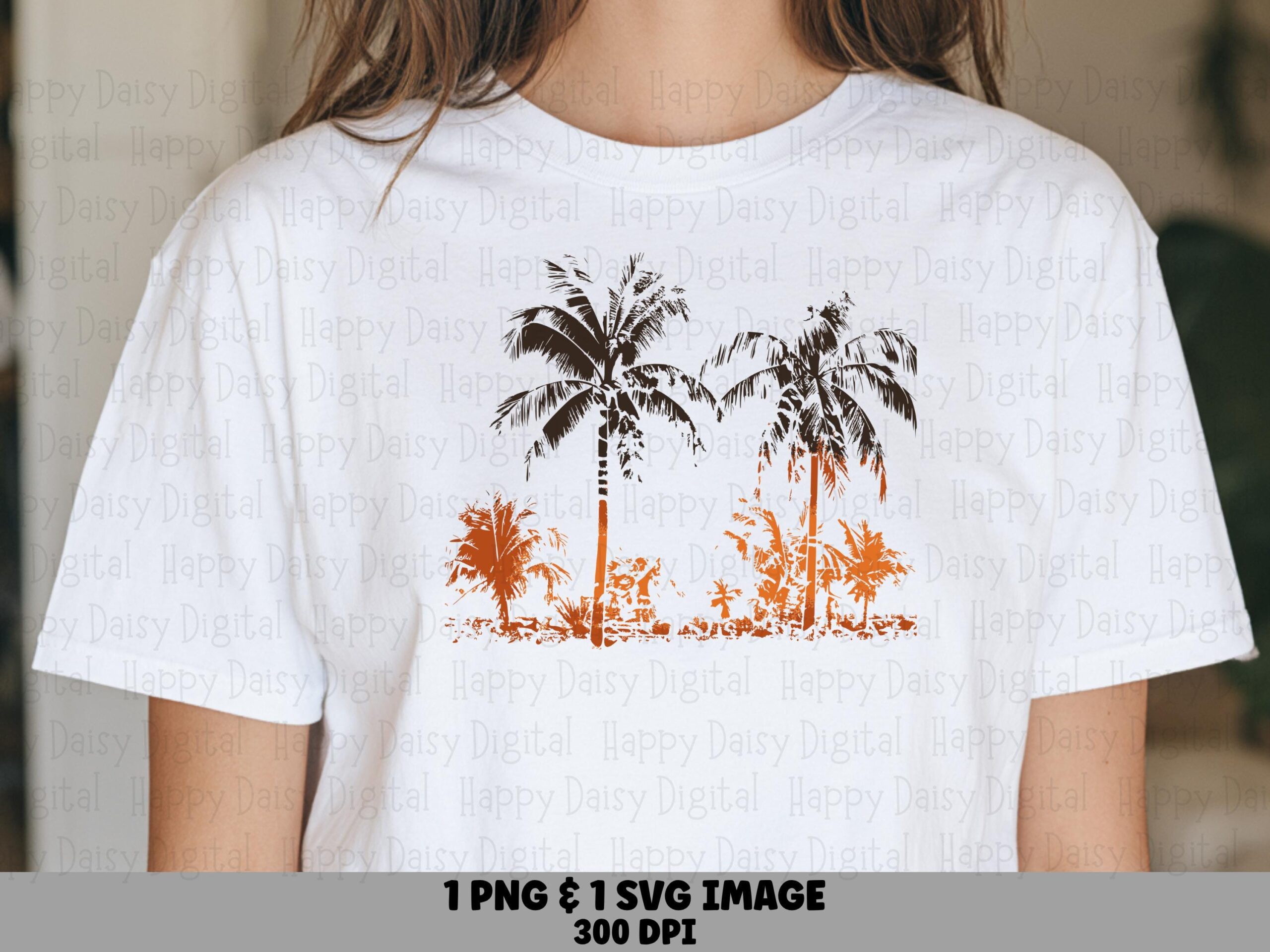 Distressed Palm Trees SVG PNG Distressed Palm Design Brown Tone Illustration Sublimation Cricut Silhouette Canva Commercial Use POD