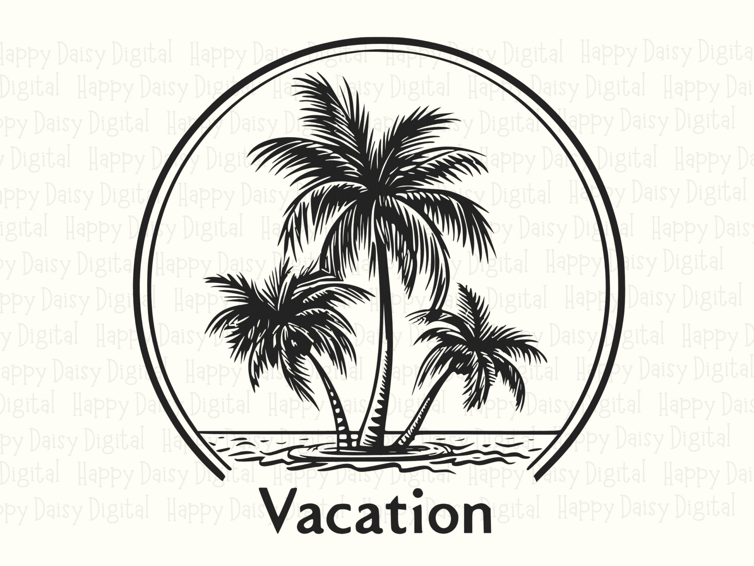 Vacation SVG PNG Vacation Badge Circle Design Sublimation Cricut Silhouette Canva Commercial Use POD - Image 2