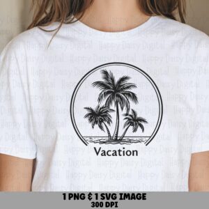 Vacation SVG PNG Vacation Badge Circle Design Sublimation Cricut Silhouette Canva Commercial Use POD