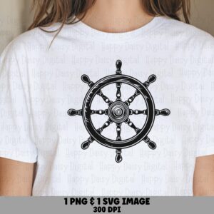 Ship Wheel SVG PNG Ship Wheel Design Nautical Illustration Sublimation Cricut Silhouette Canva Commercial Use POD