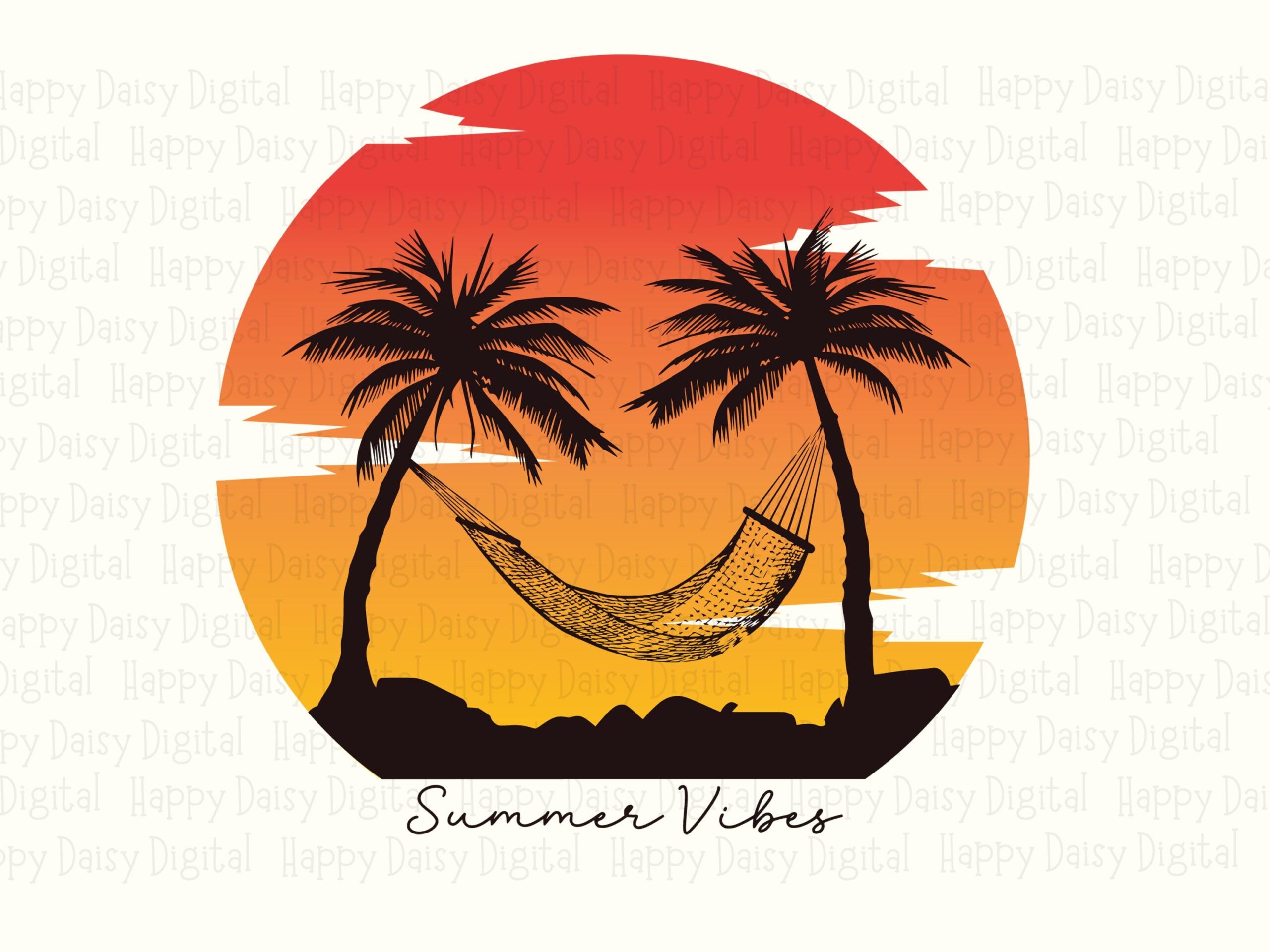 Summer Vibes SVG PNG Summer Vibes Hammock Design Sublimation Cricut Silhouette Canva Commercial Use POD - Image 2